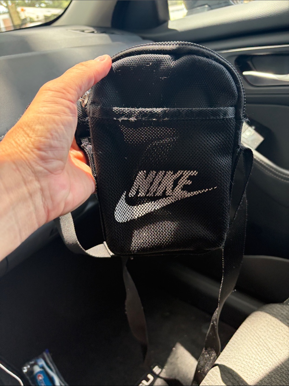 Nike Black Crossbody Pouch with White Swoosh